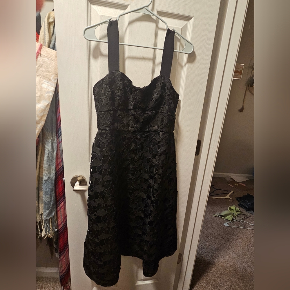 NWT J.Crew Black Midi Dress - Picture 2 of 6